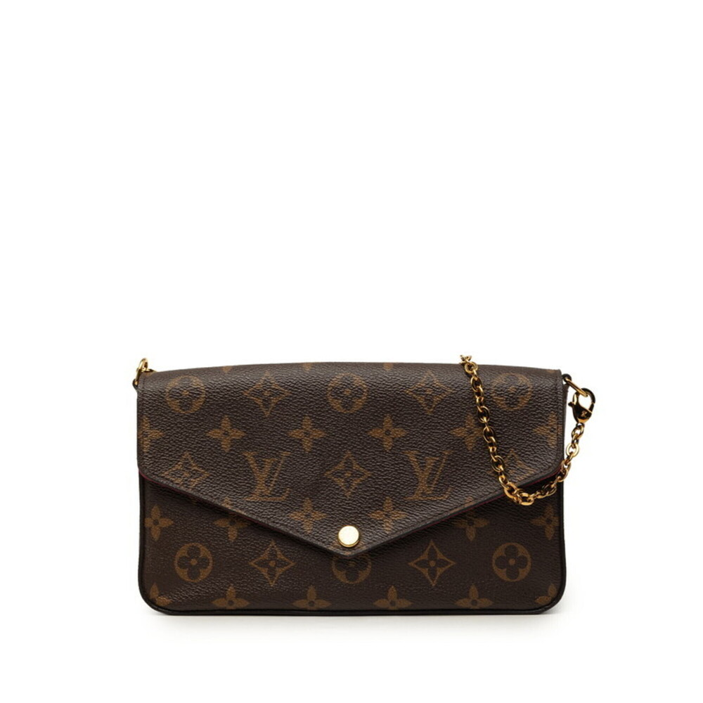 Louis Vuitton Monogram Pochette Felicie Chain Shoulder Bag M61276 Brown Fuchs...